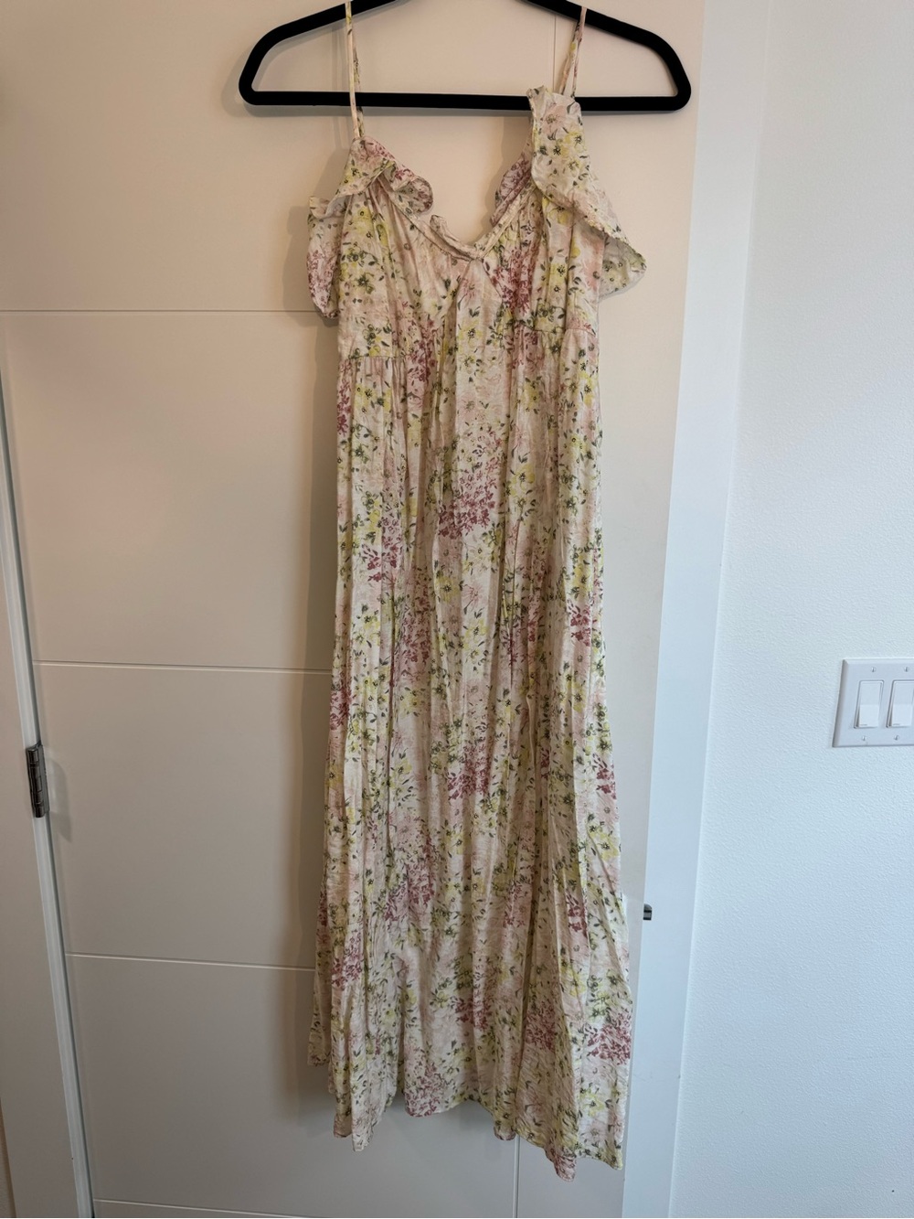 H&M Cream Floral Ruffle Sundress with Pink & Yellow Accents